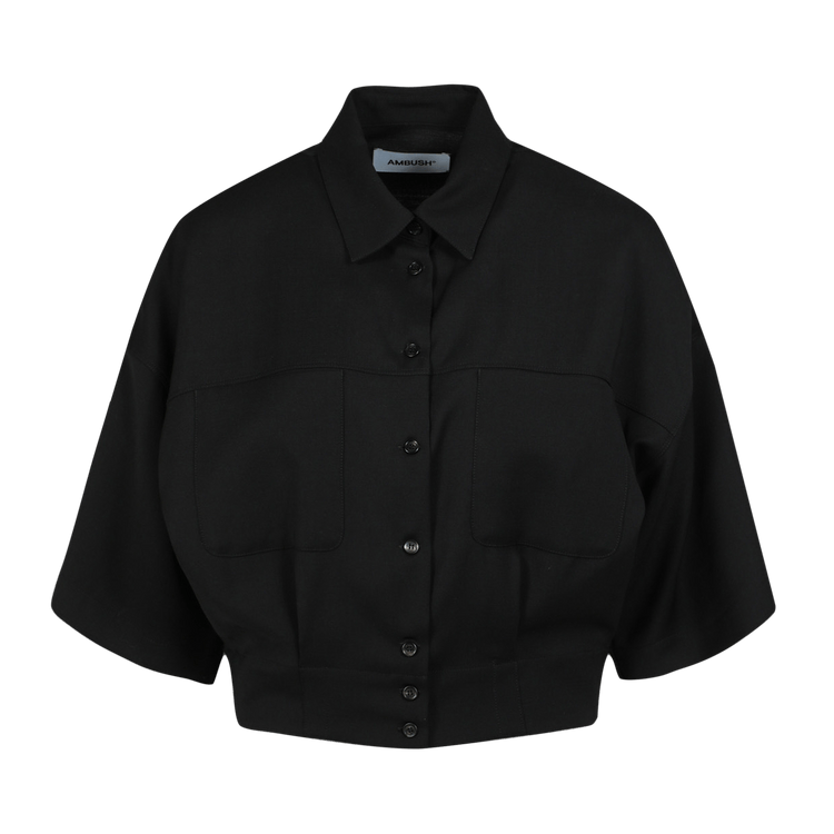 Ambush Cropped Short-Sleeve Shirt "Black"
