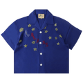 Glass Cypress Nightsky Silk Shirt "Blue"