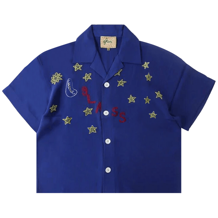 Glass Cypress Nightsky Silk Shirt "Blue"