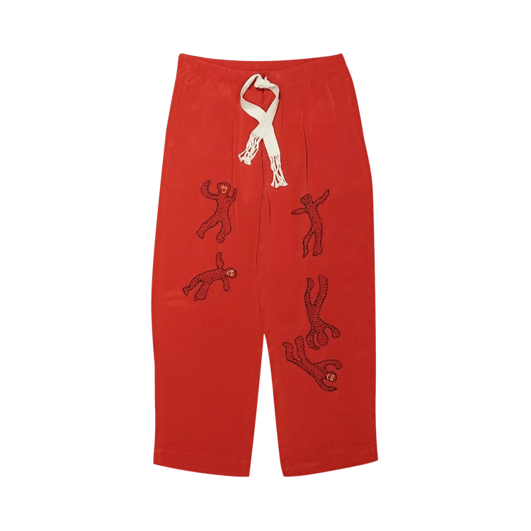 Glass Cypress Inferno Silk Trousers "Molten Lava"