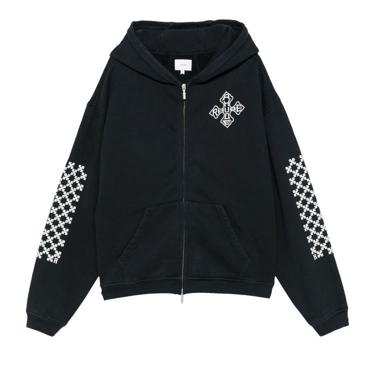 Rhude Cross Logo Zip Up Hoodie "Vintage Black"