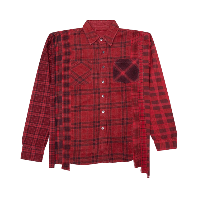 Needles Rebuild 7 Cuts Wide Flannel Shirt "Red"