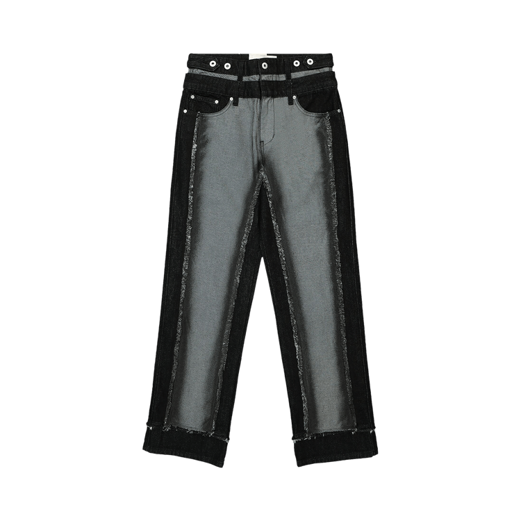 Feng Chen Wang Raw Edge Patchwork Trousers "Black/Grey"