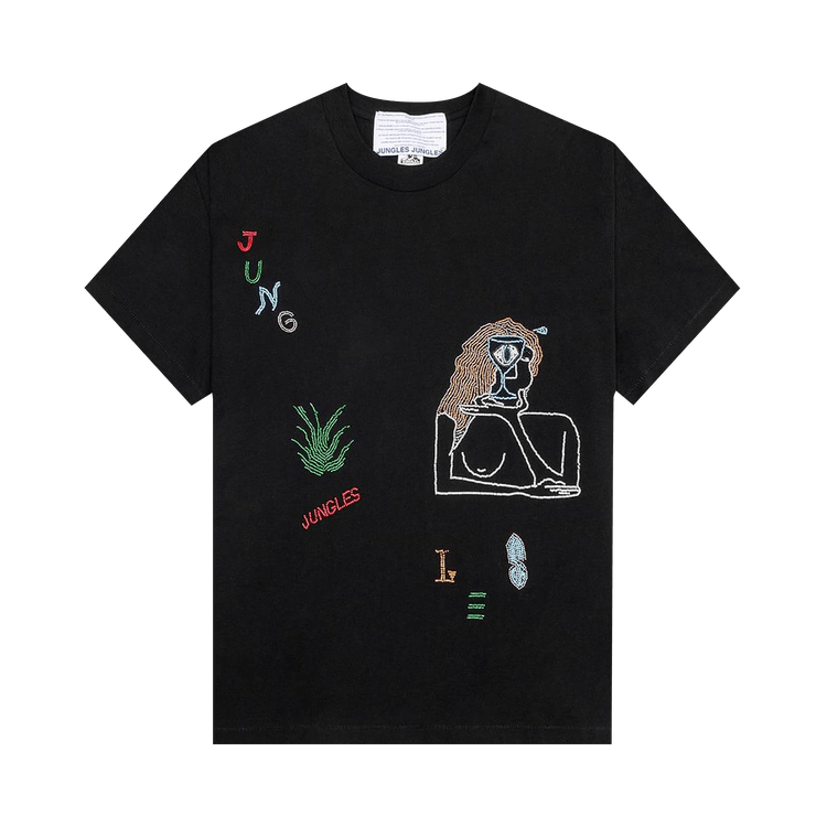 Jungles Slow Down Beaded Tee "Black"