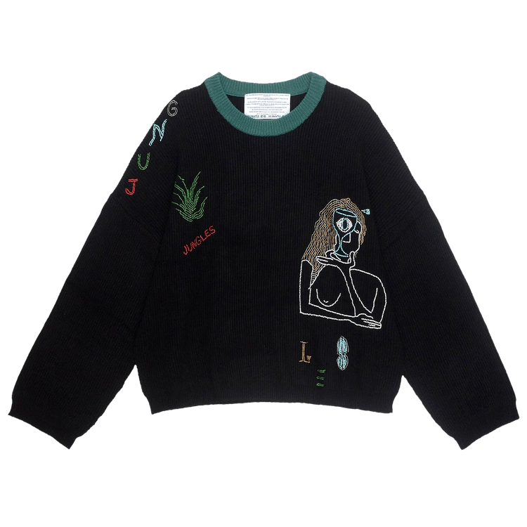 Jungles Slow Down Beaded Knit Sweater "Black"