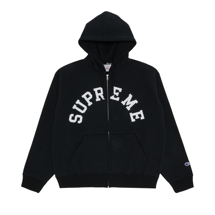 Supreme x Champion Zip Up Hooded Sweatshirt "Black"