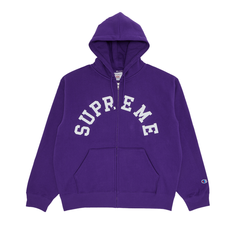Supreme x Champion Zip Up Hooded Sweatshirt "Purple"