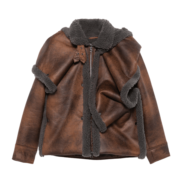 Y/Project Snap Off Panel Hood Aviator Jacket "Brown/Grey"