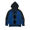Y/Project Zip Insert Hood Pullover "Blue/Grey Argyle"