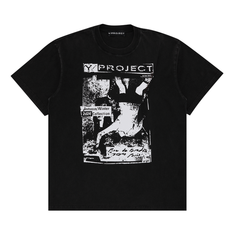 Y/Project Rock Band Print Pinched Logo T-Shirt "Vintage Black"