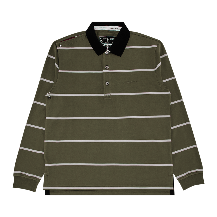 Y/Project Double Collar Snap Off Rugby Polo "Khaki/Red/Black"