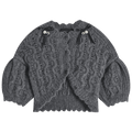 Simone Rocha Beaded Bell Charm Lace Stitch Chunky Knit Cardigan "Grey/Pearl/Silver"