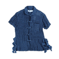 Tao Comme des Garçons Vertical Buttoned Plaid Blouse "Indigo"