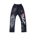 Hellstar Airbrushed Skull Flare Bottom Sweatpants "Midnight Dye Black"