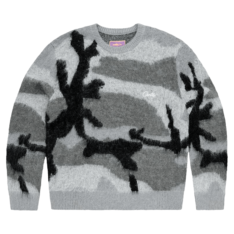 Corteiz Mohair Knit Sweater "Grey Camo"