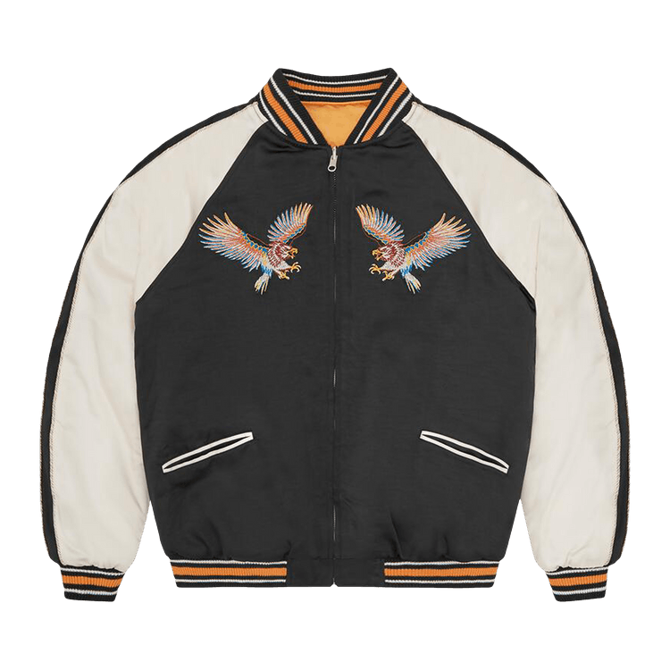 Corteiz Satin Souvenir Reversible Jacket "Black/Yellow"