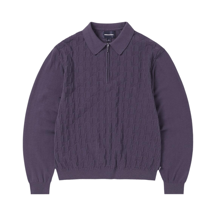 thisisneverthat Cable Knit Zip Polo "Violet"