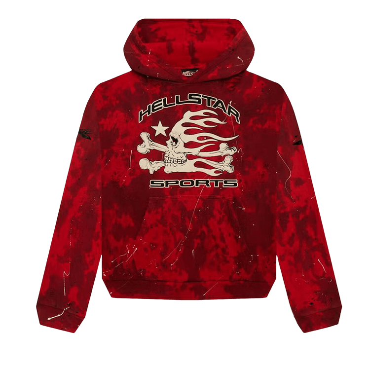 Hellstar Sports Tie-Dye Skull Hoodie "Red"