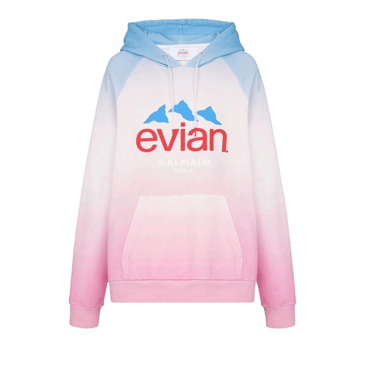 Balmain x Evian Gradient Oversized Hoodie "Blue/Pale Pink/Pink/Multicolor"
