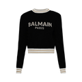 Balmain Logo Intarsia Knitted Cropped Jumper "Black/Natural/Gold"
