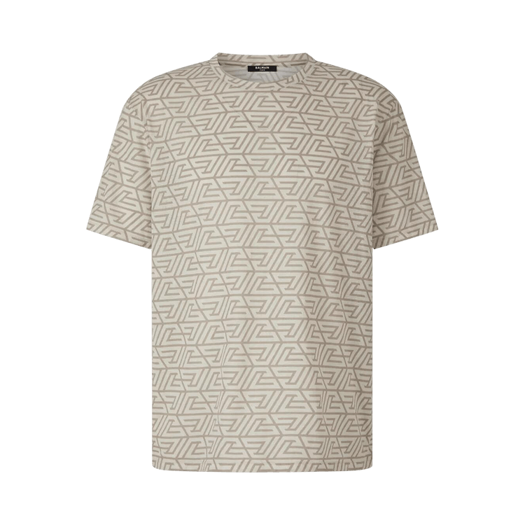 Balmain Pyramid Monogram Printed T-Shirt "Beige/Light Khaki"