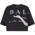 Balmain Jolie- Madame Print Cropped T-Shirt "Black/Multicolor Grey"