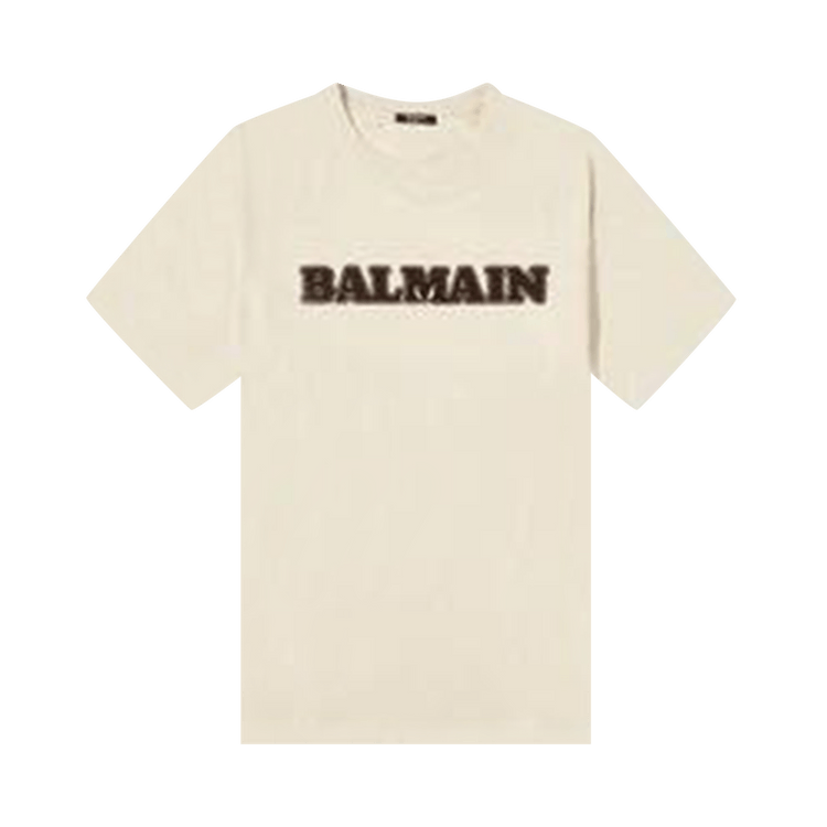 Balmain Retro Flock T-Shirt "Ivory/Brown"
