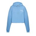 Balmain Flock Detail Cropped Hoodie "Pale Blue/Natural"