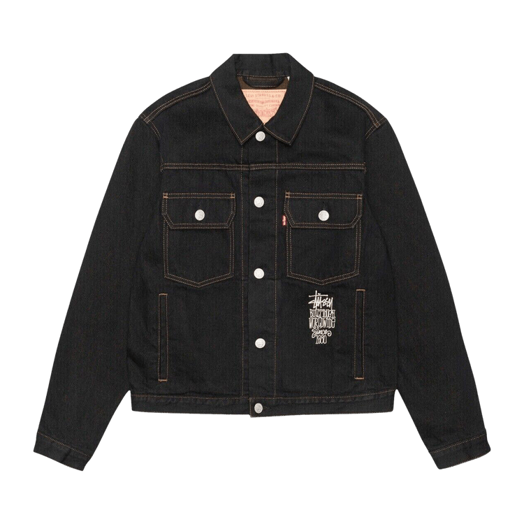 Stussy x Levi's Crispy Rinse Trucker Jacket 'Black/Brown'