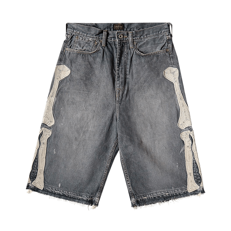 Kapital Bone Denim Shorts "Black"