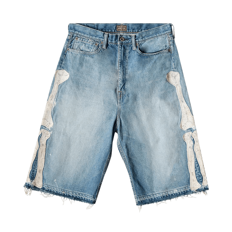 Kapital Bone Denim Shorts "Indigo Processing"