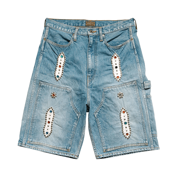 Kapital Studs Remake Denim Shorts "Indigo Processing"