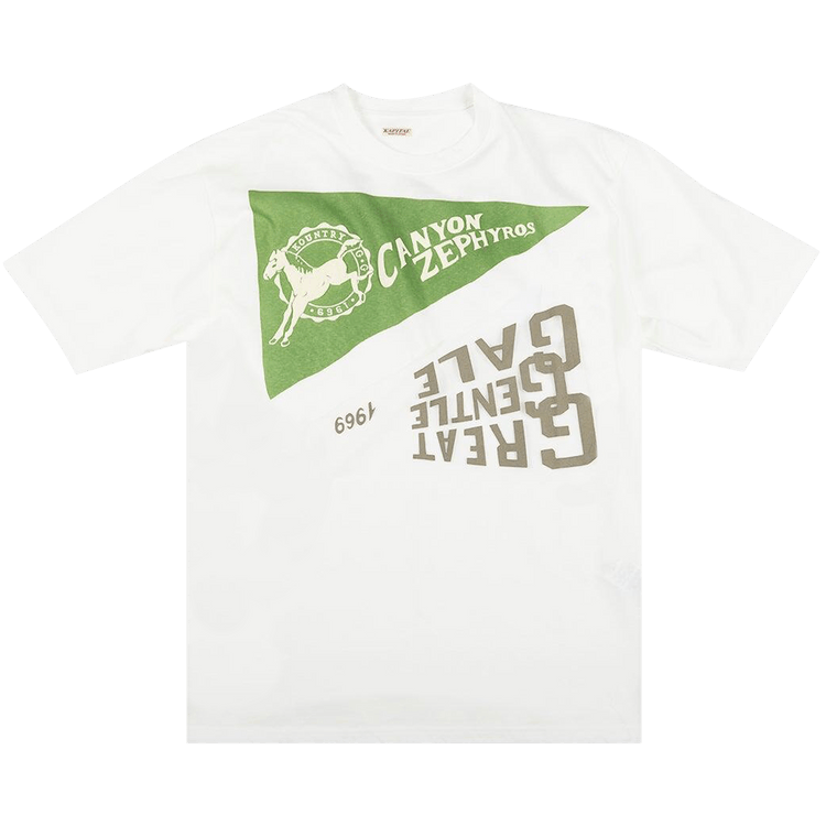Kapital Burn-Out Jersey Crew T-Shirt (Pennant & G.G.G. & G.G.G.) "White"