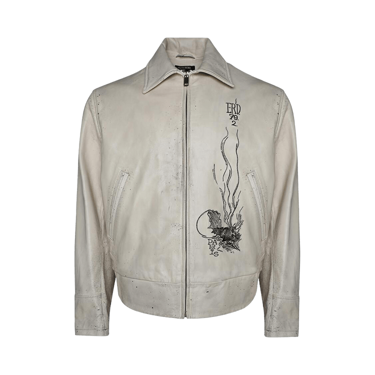 Enfants Riches Déprimés Arcane 17 Zip Up Leather Jacket "Bone"