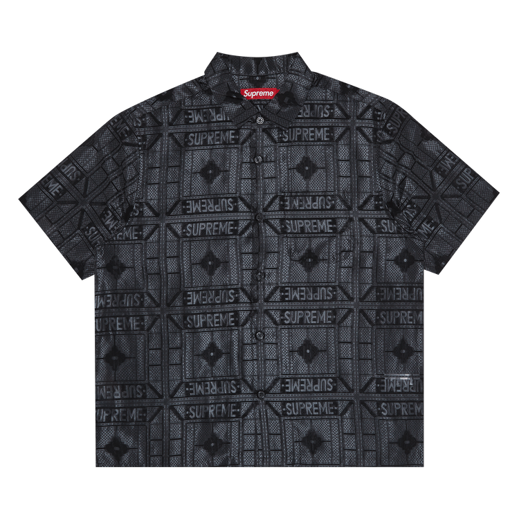 Supreme Tray Jacquard Short-Sleeve Shirt "Black"