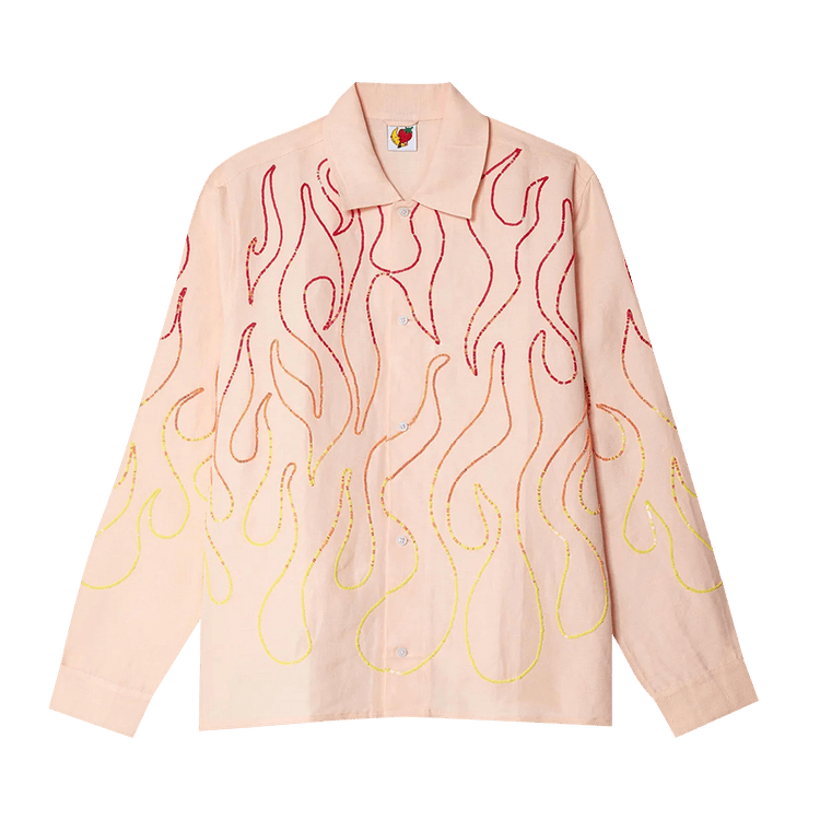 Sky High Farm Workwear Flame Embroidered Shirt "Pink"