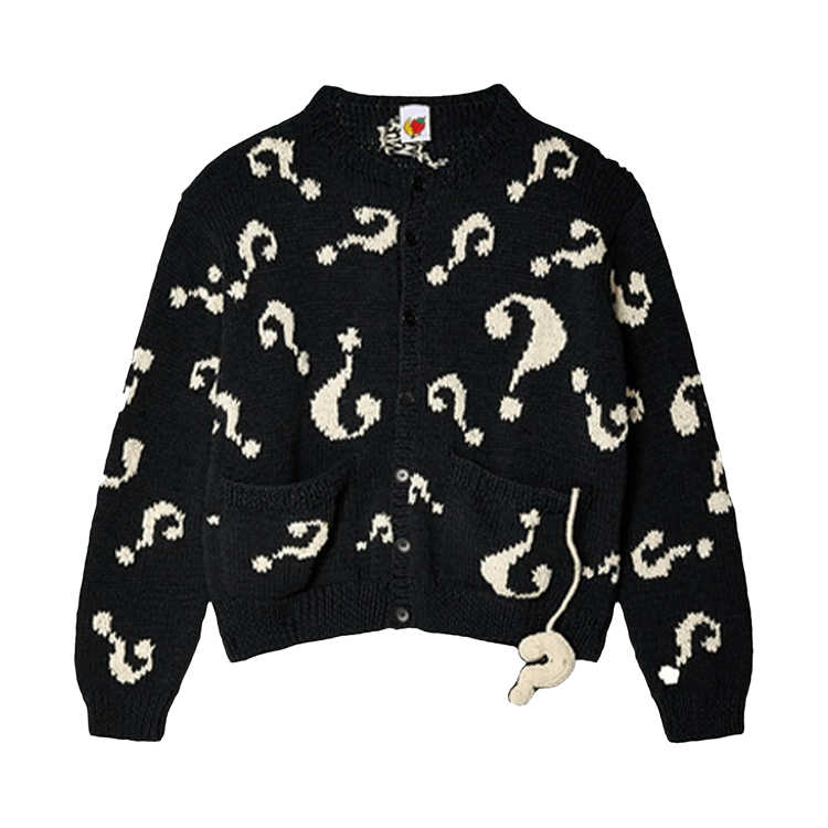 Sky High Farm Workwear Question Mark Hand Knit Cardigan "Black"
