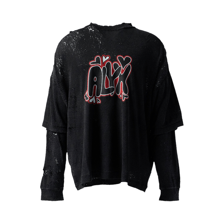 1017 ALYX 9SM Double Sleeve Needle Punch T-Shirt "Washed Black"