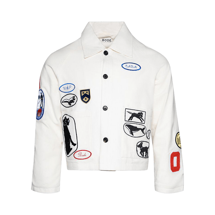 Bode Cambridge Patch Jacket "White/Multicolor"
