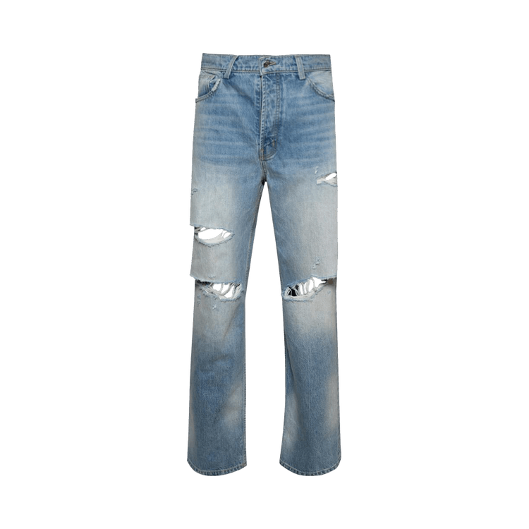 Nahmias Tinted Wide Straight Jeans "Light Wash Denim"