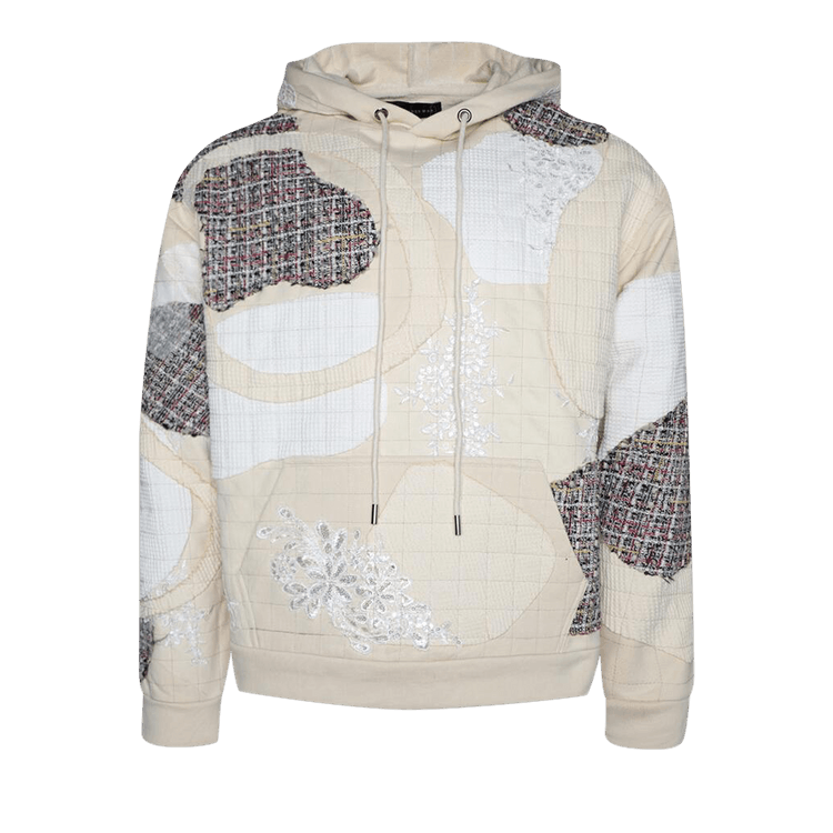 Who Decides War Tweed Patchwork Hooded Sweatshirt "Cream"