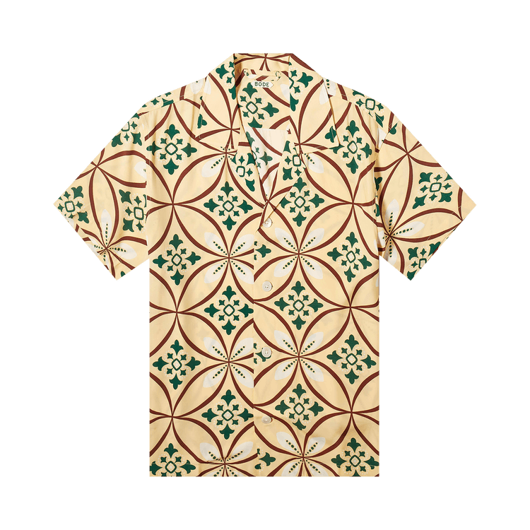 Bode Greer Short-Sleeve Shirt "Yellow/Multicolor"