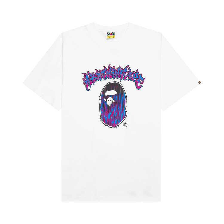 BAPE Mad Flame Ape Head Tee "White"