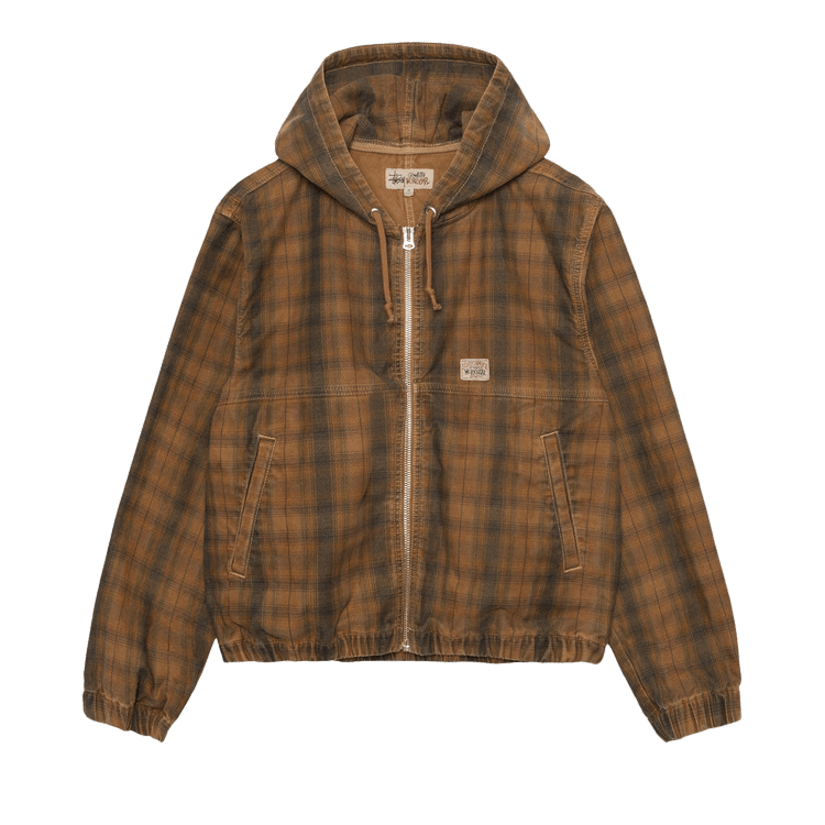 Stussy Unlined Plaid Zip Hoodie "Brown"