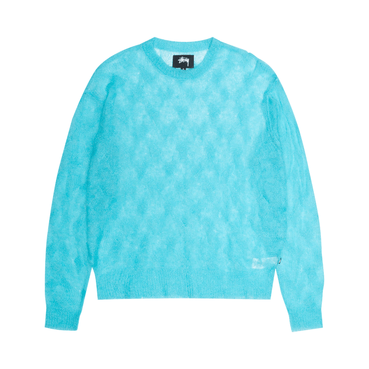 Stussy Loose Knit Cross Cable Sweater "Cyan"