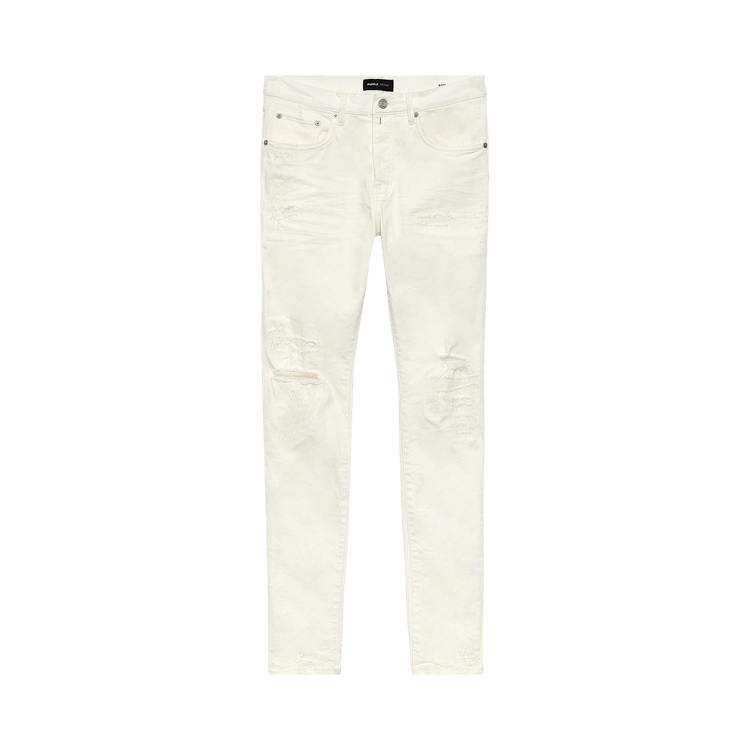 PURPLE BRAND Low Rise Slim Jeans "White Light Destroy"