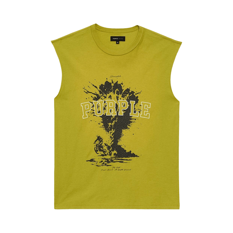 PURPLE BRAND Textured Jersey Sleeveless T-Shirt "Green"