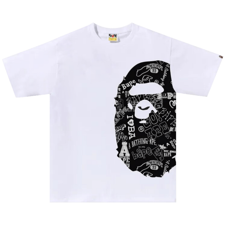 BAPE Hand Drawn Pattern Side Big Ape Head Tee "White/Black"