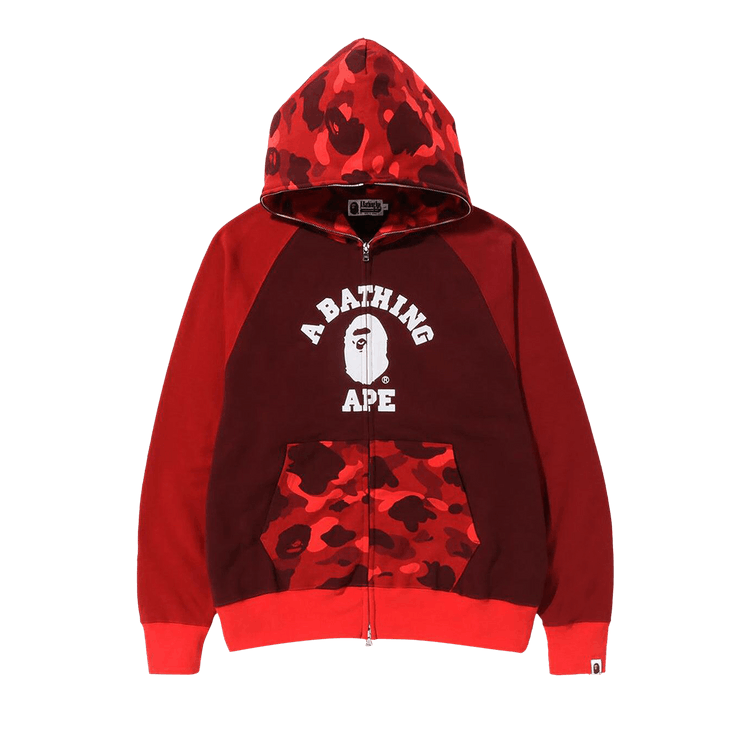 BAPE Color Camo Relaxed Fit Full Zip Hoodie "Red"