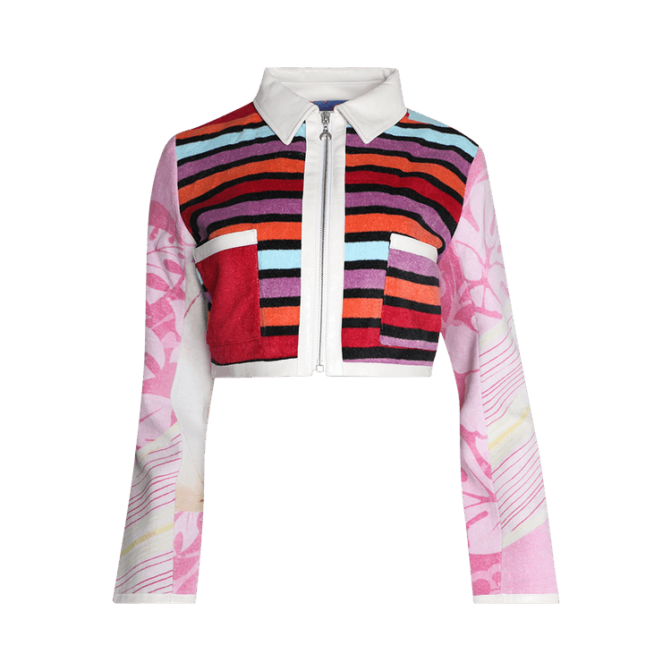 Marine Serre Regenerated Jersey Jacquard Towels Cropped Jacket "Multicolor"